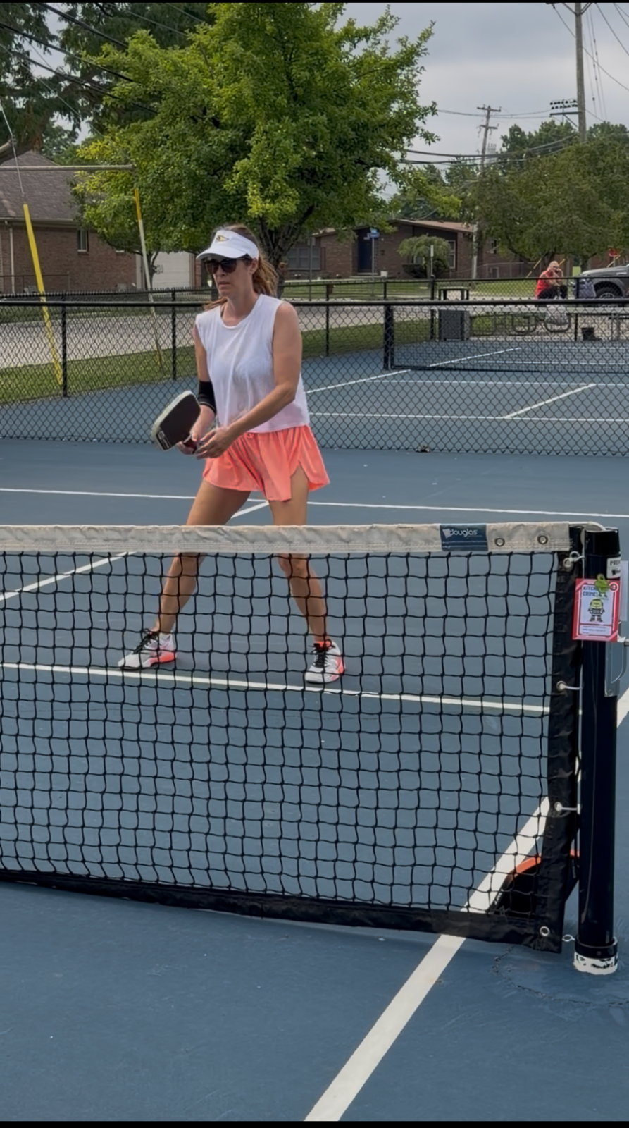 Player at the net in a match