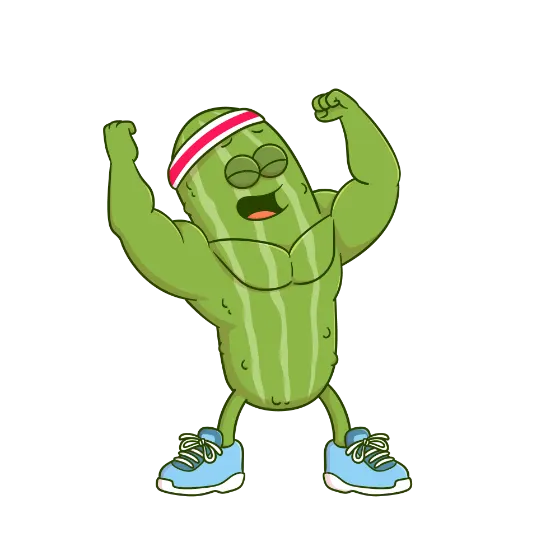 Buff pickle mascot