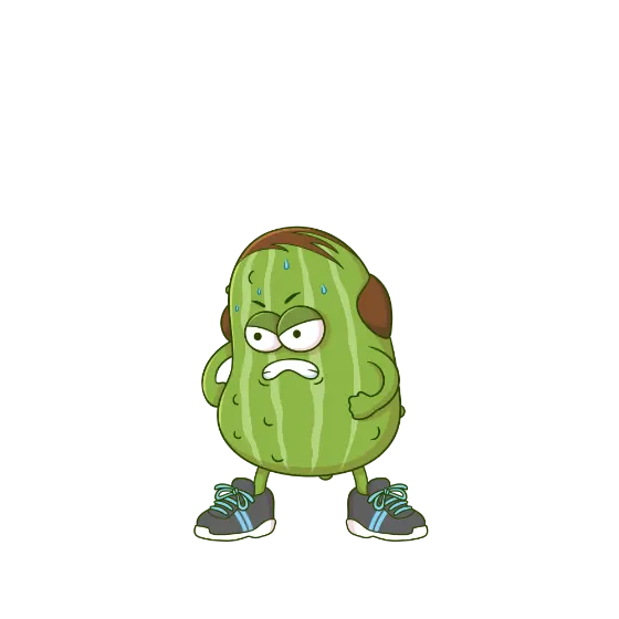 Grumpy pickle mascot